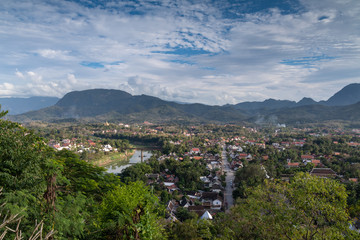 Fototapeta na wymiar View over Luang Prabang from Mount Phousi