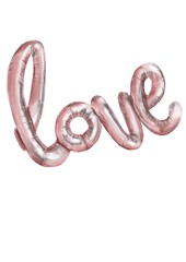 Valentines day. Watercolor style illustration. Pink gloss balloon letters LOVE on the white background