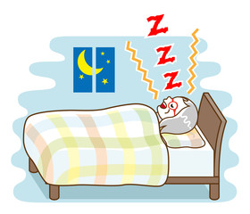 Senior woman snoring loudly - sleep problem, contour style