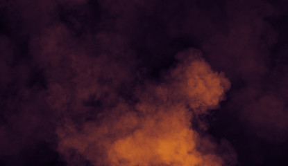 Colorful fog and mist effect on isolated black background for text or space