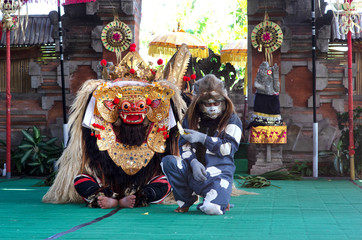 Bali / Indonesia - May 19 / 2017 : A scene from Barong and Keris dance at Batubulan Village