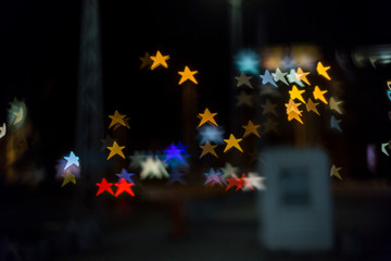 Colorful star shaped bokeh