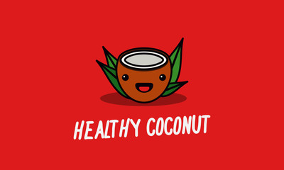 Healthy Coconut with Cute Illustration 