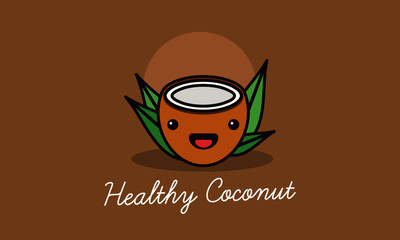 Healthy Coconut with Cute Illustration 