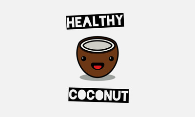 Healthy Coconut with Cute Illustration 