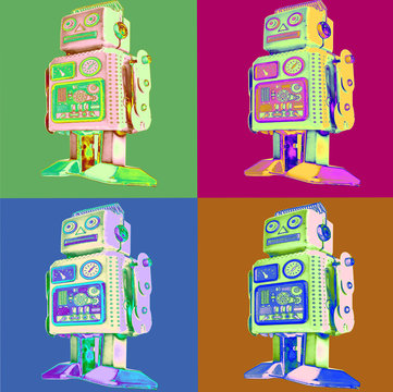 retro robot pop art style