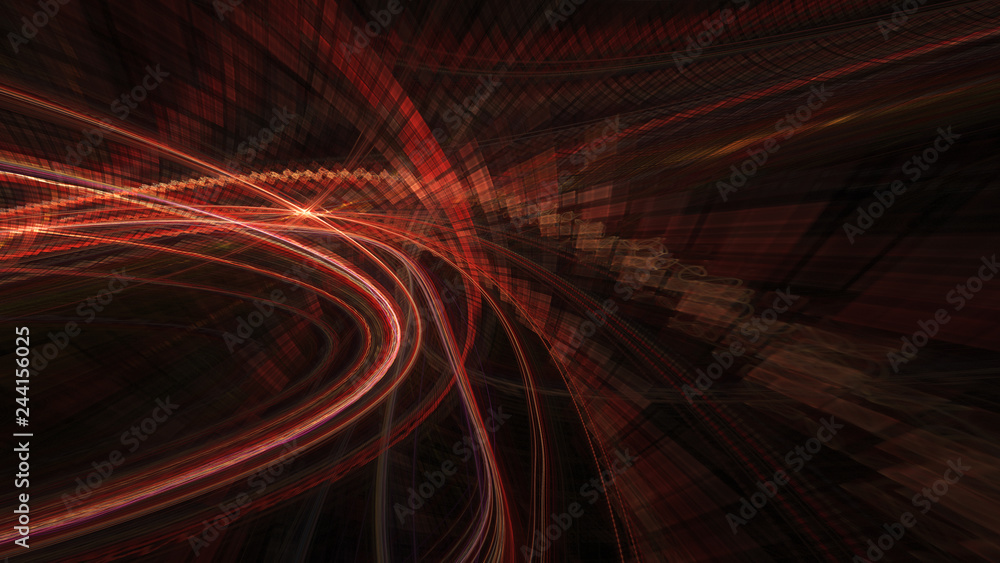 Poster abstract digital art background. dynamic 3d composition of curves ands grids. detailed fractal graph