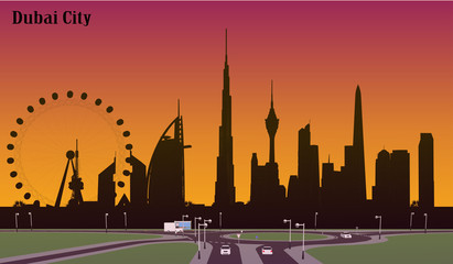 Naklejka premium City vector Dubai, United Arab Emirates