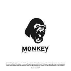 Monkey Gorilla Esport gaming mascot logo template Vector. Modern Head Monkey Logo Vector