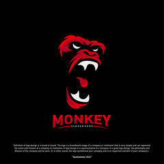 Monkey Gorilla Esport gaming mascot logo template Vector. Modern Head Monkey Logo Vector
