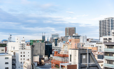 Fototapeta na wymiar city skyline view in tenjin, Fukuoka Japan