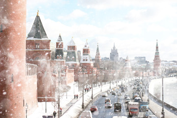 Obraz premium Winter landscape in the Russian capital Moscow