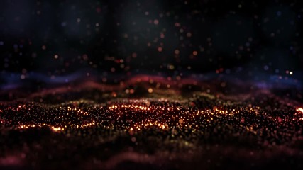 4K Abstract motion background animation shining particles magic dust light projection beams rays wave flow loop - Powered by Adobe