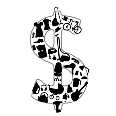 Icon Set in Money Symbol Items Shape For Your Design Background illustration.