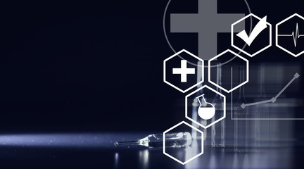 Medical drug ampoules. Medicines for injection.