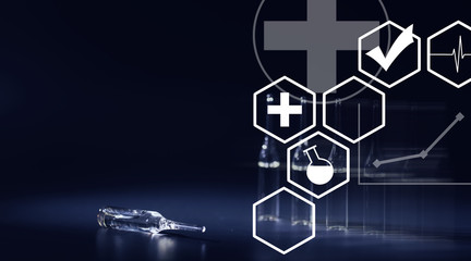 Medical drug ampoules. Medicines for injection.