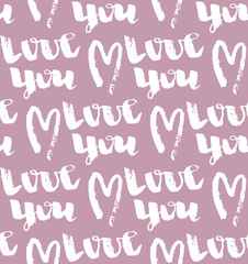 Fototapeta premium Hand drawn doodle love pattern background - valentines day, love you