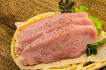 Raw turkey steak