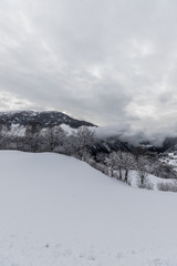 Fototapeta na wymiar Winter Landscape Panorama View Radenthein Carinthia Austria