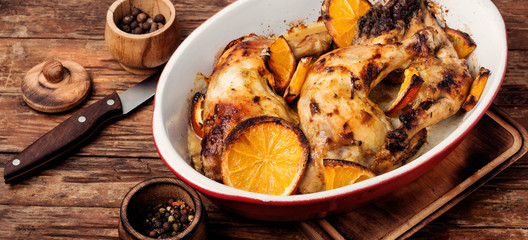 Baked chicken with orange sauce