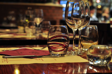 Served table in the restaurant