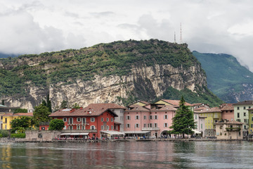 Fototapeta na wymiar Coastal cities on lake Garda