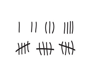 Tally marks on a prison wall isolated. Counting signs. Vector