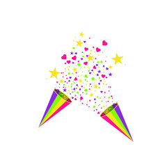 Fototapeta na wymiar Vector confetti. Festive illustration. Party popper isolated on white background