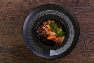 Seafood pasta with basil