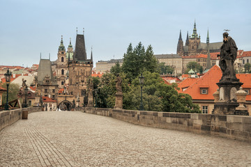 Fototapeta premium View on Charles Bridge in Prague, Czech Republic