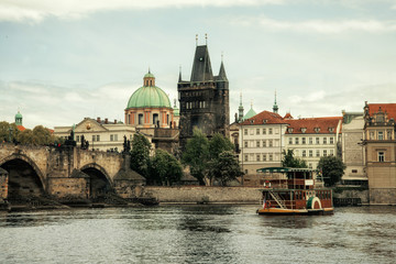 View on Vltava river in Prague, Czech Republic