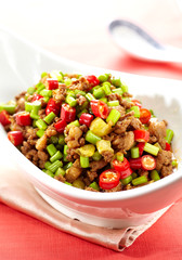 Delicious Chinese cuisine, chili fried meat