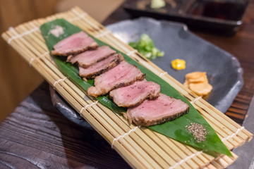 Wagyu meat served on plate, Japanese food