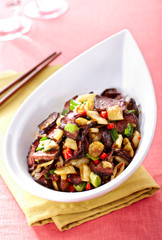 Delicious Chinese cuisine, spicy fried bacon