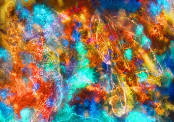 Obraz na płótnie Canvas Abstract artistic hand painted watercolor, orange, yellow, blue, turquoise colors palette