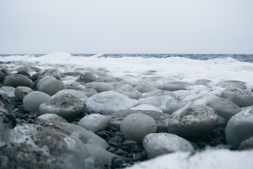 ice stones by the river