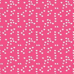 Abstract Seamless White and Pink Hearts Pattern - Valentine's Day Card or Background Vector Design 