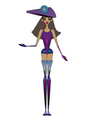 doll in boots and in a hat. isolated on white background