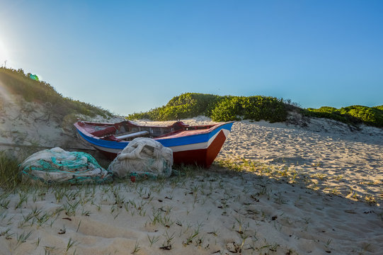 Maputo seascape under blue sky and Indian Ocean in Mozambique