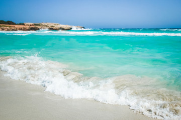 beautiful beach with waves in the nature of the background
