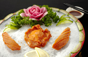 Delicious Japanese cuisine, abalone sashimi