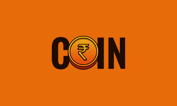 Rupee Gold Coin Typography
