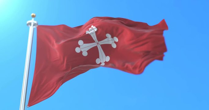 Flag of the italian city of Pisa in the region of Tuscany, Italy. Loop