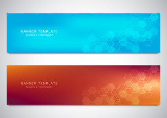 Banners and headers for site with medical background and hexagons pattern. Abstract geometric texture. Modern design for decoration website and other ideas.