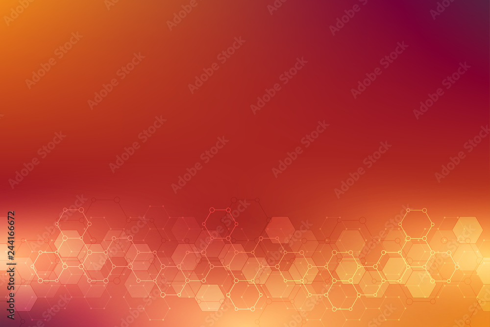 Wall mural geometric background texture with molecular structures and chemical engineering. abstract background