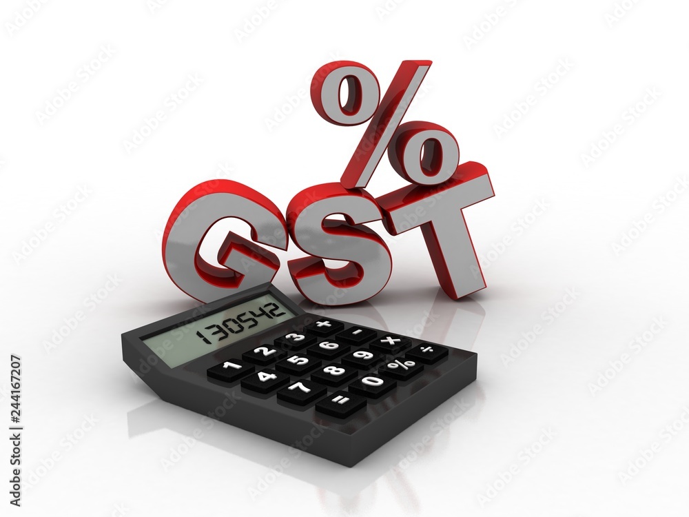 Poster 3d rendering calculator with gst percentage