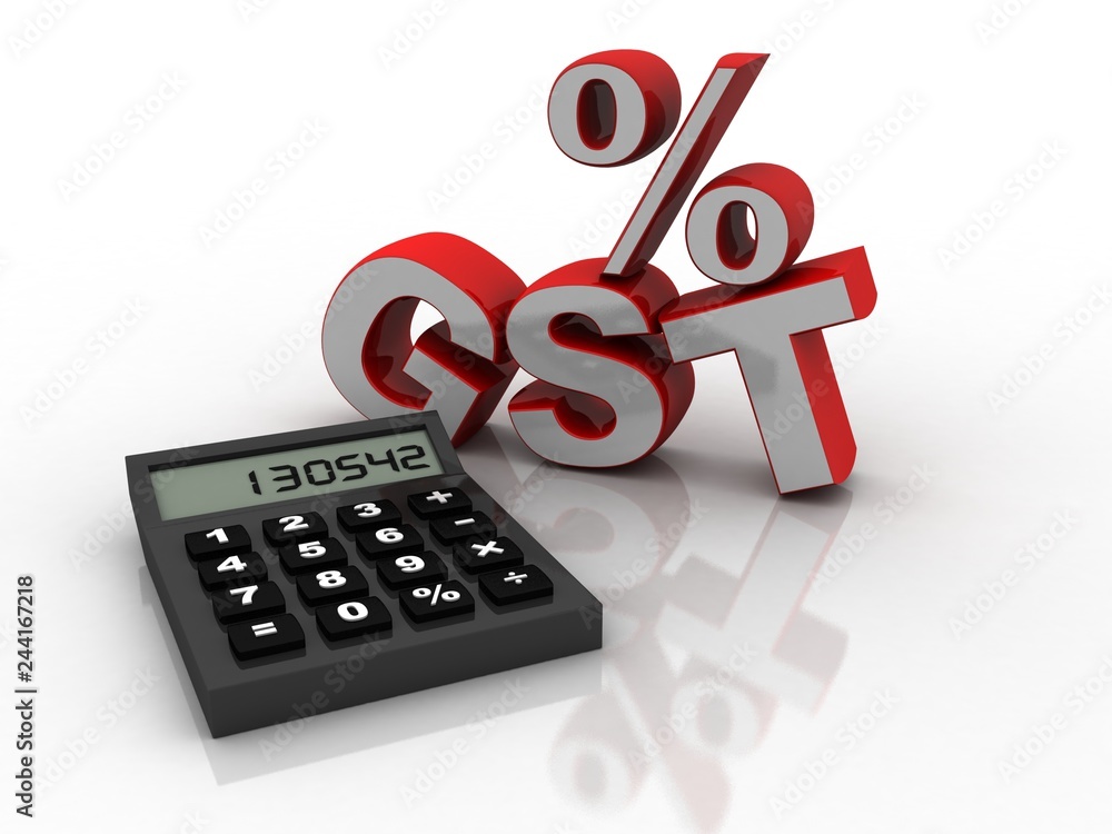 Poster 3d rendering calculator with gst percentage