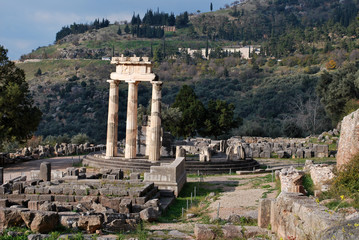 Ruins of the ancient Tholos of Delphi, Greece