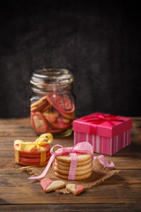 Stack of gift biscuits