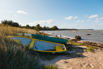 Fototapeta premium Fishing boat at the coast of the baltic sea, Estonia